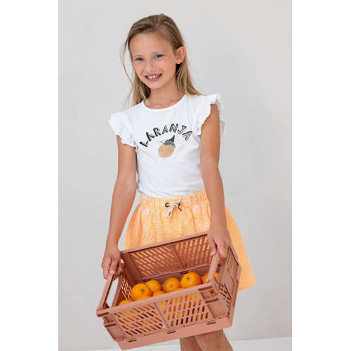 Like Flo T-shirt met printopdruk wit Meisjes Katoen Ronde hals Printopdruk 110