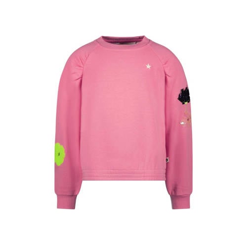 Like Flo gebloemde sweater zoetroze Bloemen - 104 | Sweater van Like Flo
