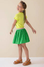 thumbnail: Groen en gele meisjes Like Flo jurk felgroen van viscose met meerkleurige print, kapmouwtjes en ronde hals