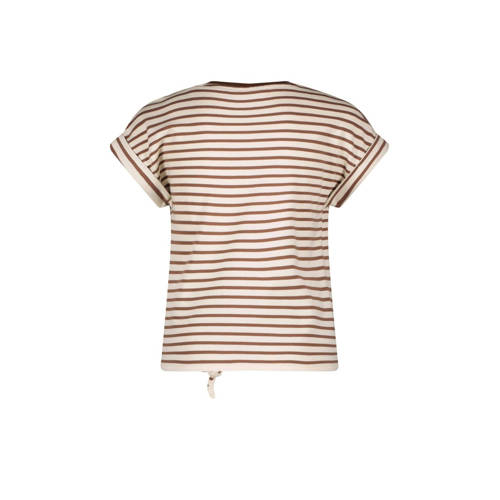 Like Flo gestreept T-shirt bruin ecru Meisjes Sweat Ronde hals Streep 104