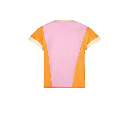 Like Flo T-shirt paars oranje Meisjes Katoen Ronde hals Meerkleurig 164