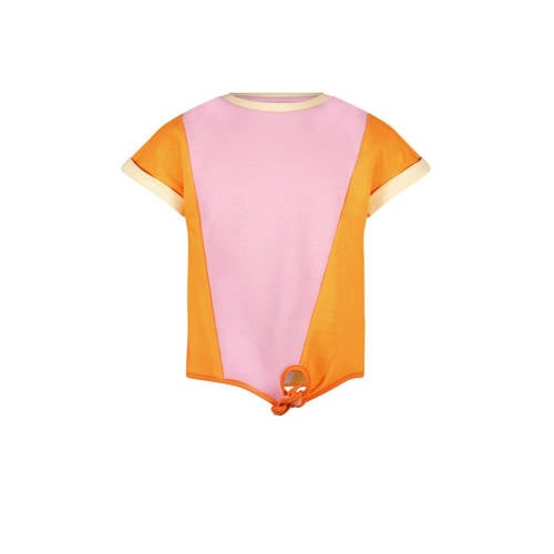 Like Flo T-shirt paars/oranje Meisjes Katoen Ronde hals Meerkleurig - 104