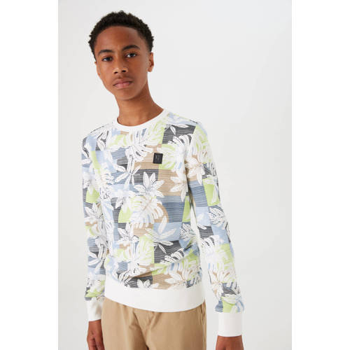 Garcia sweater met all over print wit groen blauw All over print 128 134