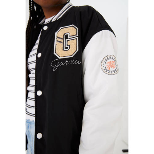 Garcia baseball jacket met logo zwart wit Jas Meisjes Polyamide Opstaande kraag 128 134