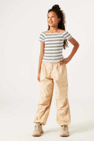 high waist loose fit broek beige