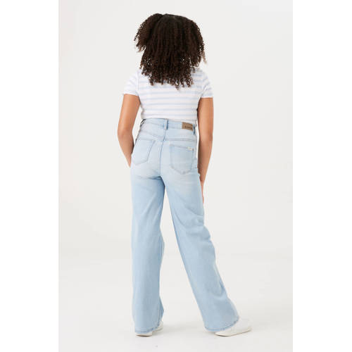 Garcia high waist wide leg jeans Annemay bleached Blauw Meisjes Stretchdenim 128