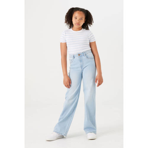 Garcia high waist wide leg jeans Annemay bleached Blauw Meisjes Stretchdenim 128