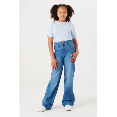 Garcia high waist wide leg jeans Annemay medium used Blauw Meisjes Stretchdenim 128