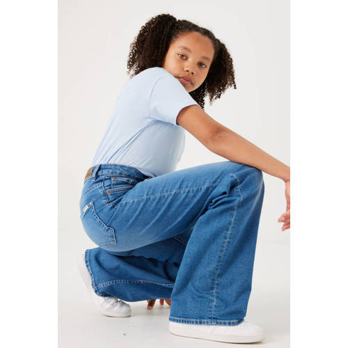 Garcia high waist wide leg jeans Annemay medium used Blauw Meisjes Stretchdenim 128