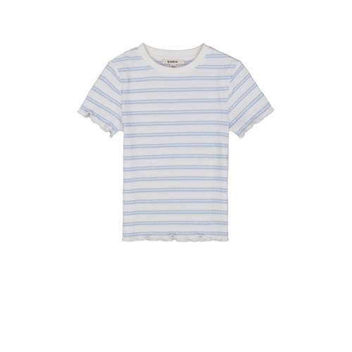 Garcia gestreept T-shirt wit/blauw Meisjes Stretchkatoen Ronde hals Streep - 128/134