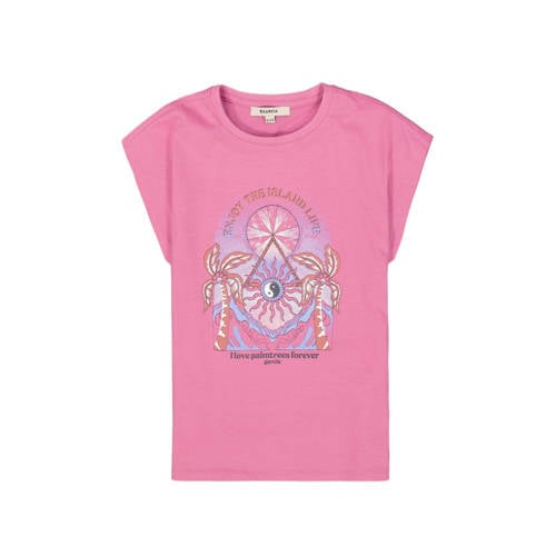 Garcia T-shirt met printopdruk roze/lila Meisjes Katoen Ronde hals Printopdruk - 128/134
