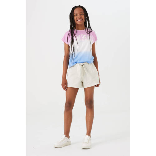 Garcia dip-dye T-shirt roze wit blauw Meisjes Katoen Ronde hals Dip-dye 128 134