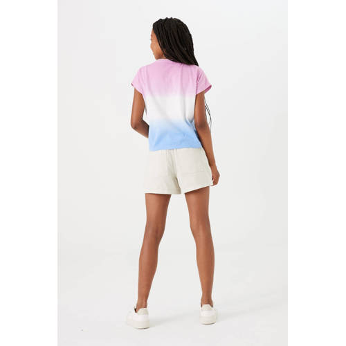Garcia dip-dye T-shirt roze wit blauw Meisjes Katoen Ronde hals Dip-dye 128 134