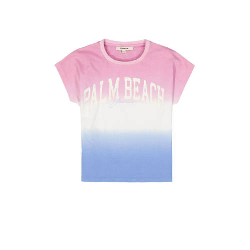 Garcia dip-dye T-shirt roze/wit/blauw Meisjes Katoen Ronde hals Dip-dye - 128/134