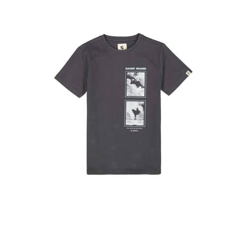 Garcia T-shirt met printopdruk grijs Jongens Katoen Ronde hals Printopdruk
