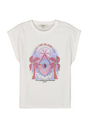 thumbnail: Garcia T-shirt met printopdruk wit/roze/lila