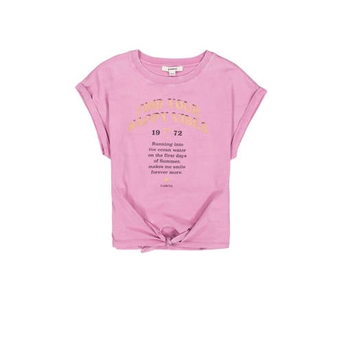 Garcia T-shirt met printopdruk roze Meisjes Katoen Ronde hals Printopdruk