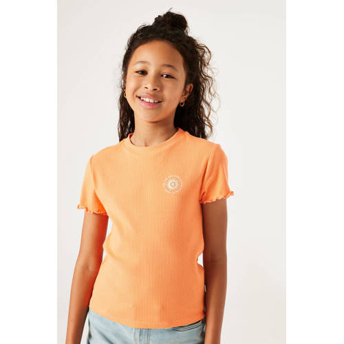 Garcia T-shirt oranje Meisjes Stretchkatoen Ronde hals Effen 128 134