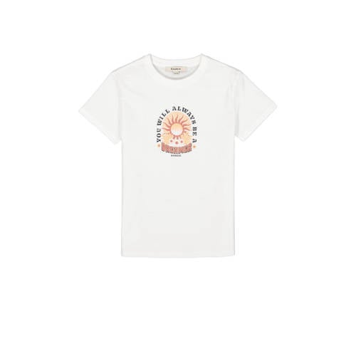 Garcia T-shirt met printopdruk wit/roze Meisjes Katoen Ronde hals Printopdruk