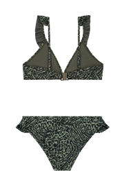 thumbnail: Shiwi triangel bikini Bella met ruches groen/zwart