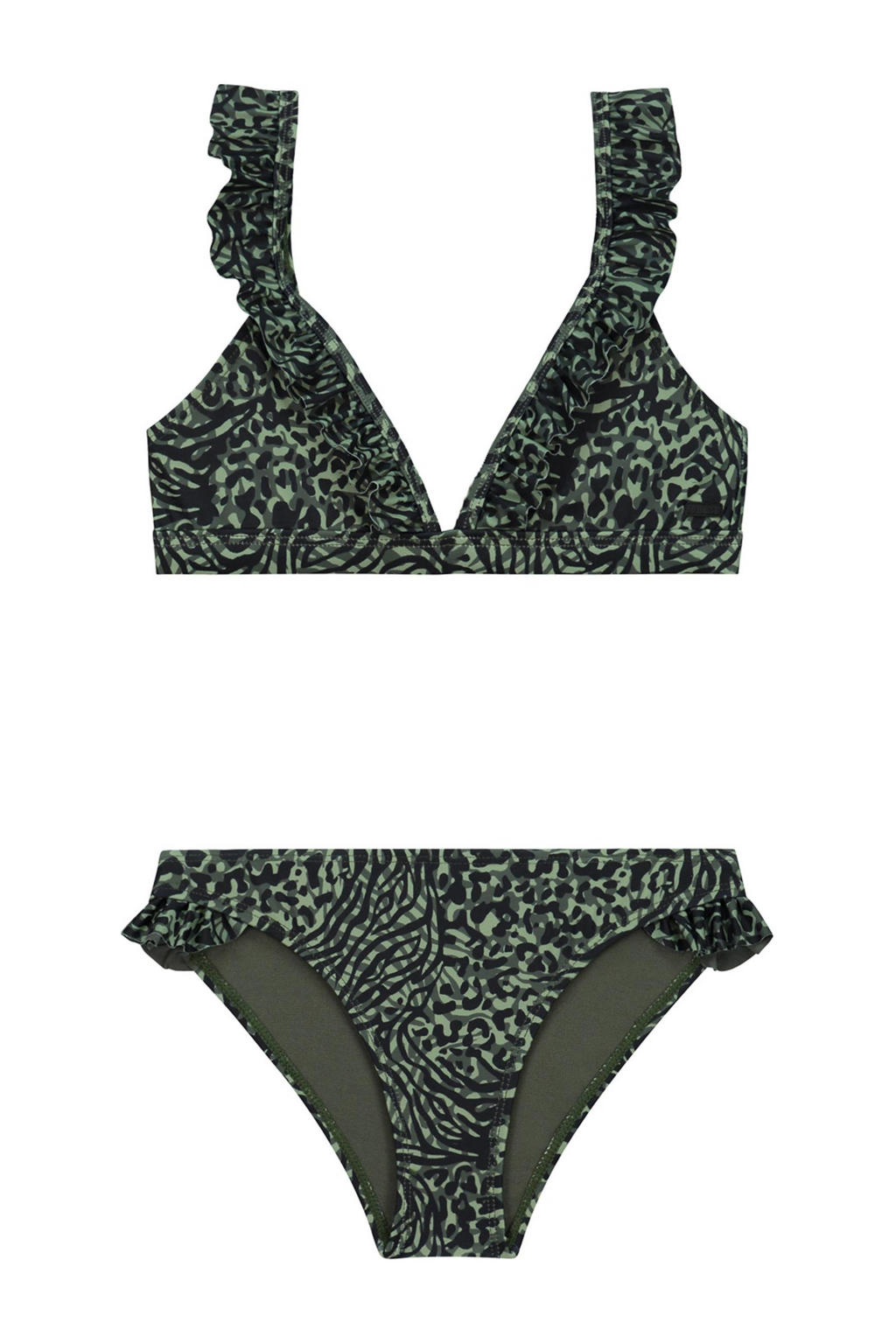 Shiwi triangel bikini Bella met ruches groen/zwart