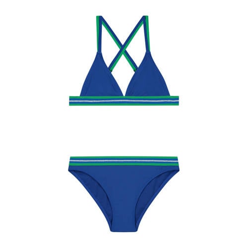 Shiwi triangel bikini Luna blauw/groen Meisjes Polyester Meerkleurig