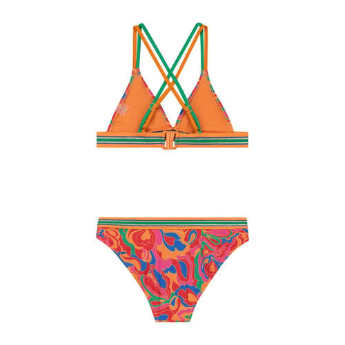 Shiwi triangel bikini Luna oranje groen Meisjes Polyester All over print 110 116