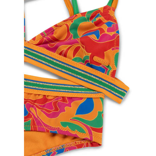 Shiwi triangel bikini Luna oranje groen Meisjes Gerecycled polyester All over print 86 92