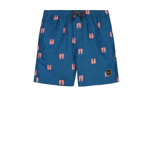 Shiwi zwemshort petrol Blauw Jongens Gerecycled polyester All over print