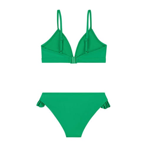 Shiwi triangel bikini Blake met ruches groen Meisjes Polyester Effen 146 152