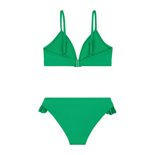 Shiwi triangel bikini Blake met ruches groen Meisjes Gerecycled polyester 146 152