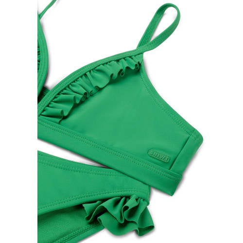 Shiwi triangel bikini Blake met ruches groen Meisjes Gerecycled polyester 146 152