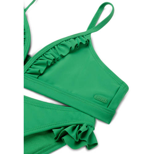 Shiwi triangel bikini Blake met ruches groen Meisjes Polyester Effen 146 152