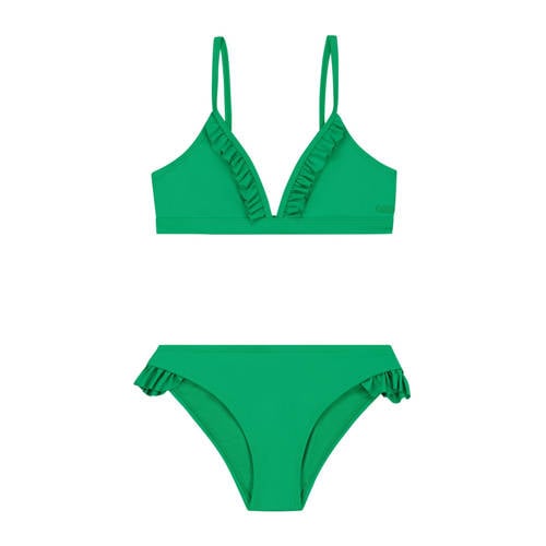 Shiwi triangel bikini Blake met ruches groen Meisjes Gerecycled polyester