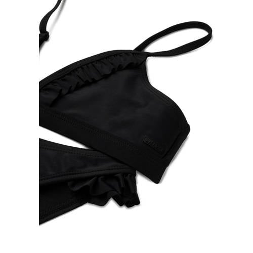 Shiwi triangel bikini Blake met ruches zwart Meisjes Polyester Effen 170 176