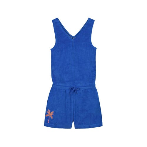 Shiwi badstof jumpsuit Fes blauw Effen