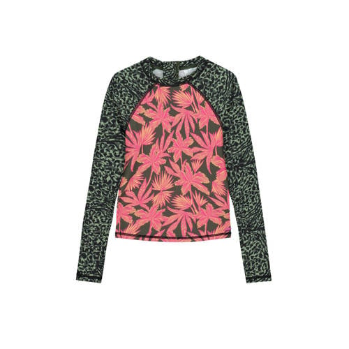 Shiwi UV T-shirt Tess groen/zwart/roze UV shirt Meisjes Polyester Ronde hals - 110/116