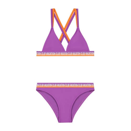 Shiwi triangel bikini Luna paars/oranje Meisjes Gerecycled polyester Meerkleurig