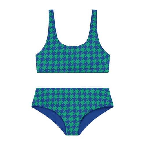 Shiwi reversible crop bikini Ruby groen blauw Meisjes Polyester All over print 122 128