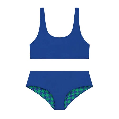 Shiwi reversible crop bikini Ruby groen/blauw Meisjes Polyester All over print