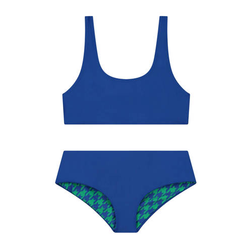 Shiwi reversible crop bikini Ruby groen/blauw Meisjes Gerecycled polyester