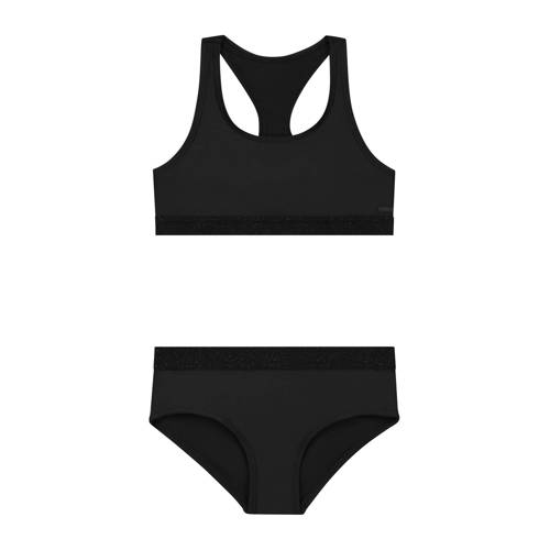 Shiwi crop bikini Charlie zwart Meisjes Gerecycled polyester Effen