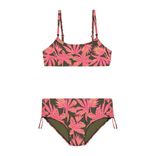 Shiwi crop bikini Liv groen/roze Meisjes Polyester All over print