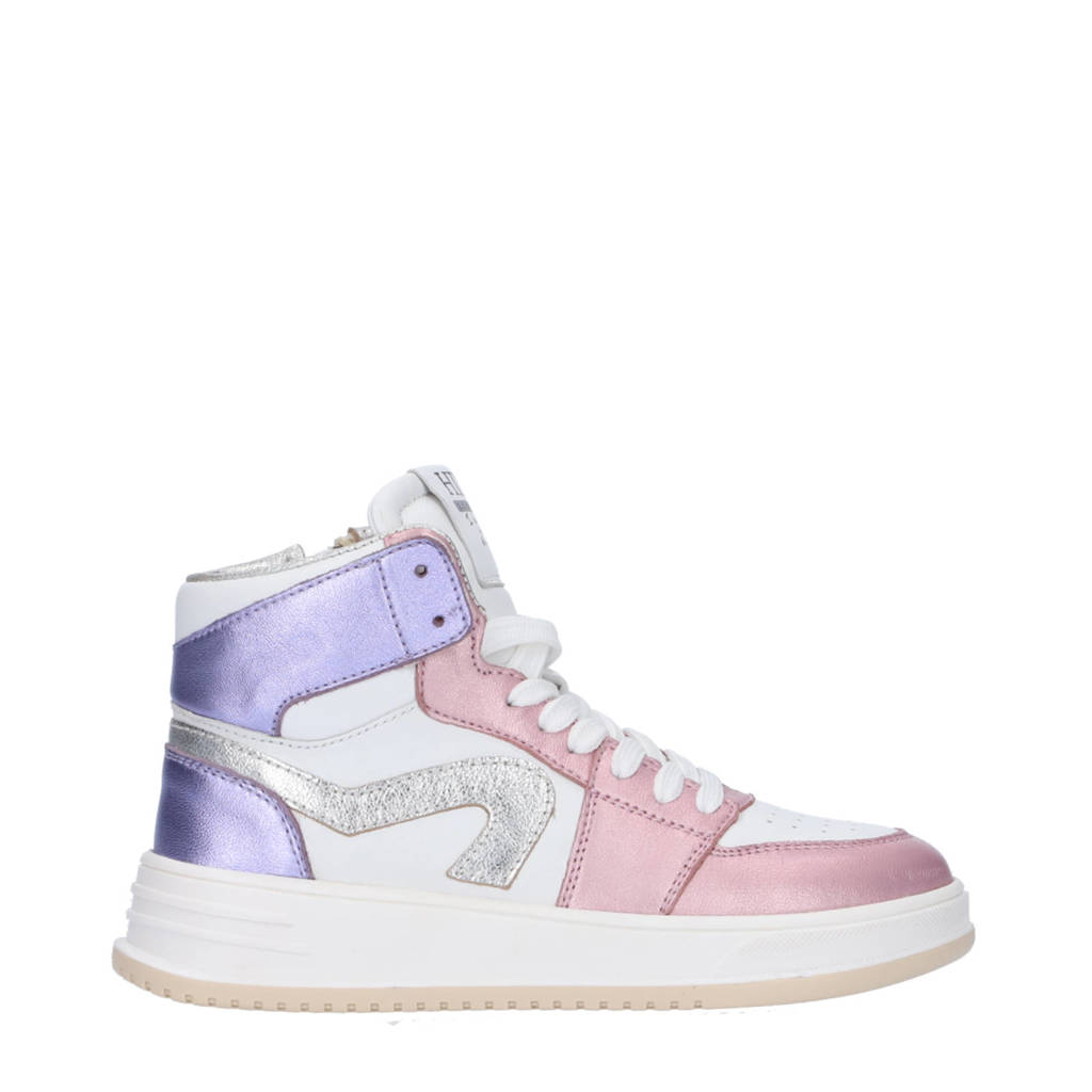 leer sneakers roze/wit