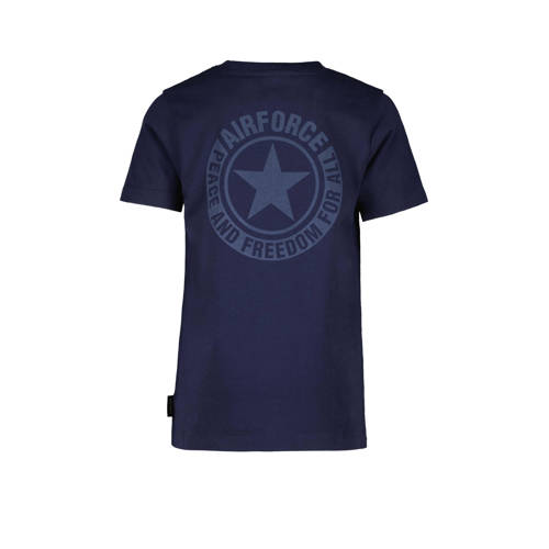 Airforce T-shirt blauw Biologisch katoen Ronde hals Effen 164