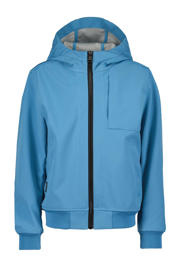 thumbnail: Blauwe jongens Airforce softshell jas zomer van polyester met effen, lange mouwen, capuchon, ritssluiting en elastische boord