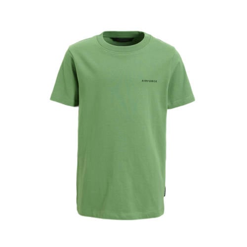 Airforce T-shirt groen Jongens Biologisch katoen Ronde hals Effen