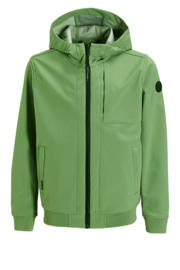 thumbnail: Groene jongens Airforce softshell jas zomer van polyester met effen, lange mouwen, capuchon, ritssluiting en elastische boord