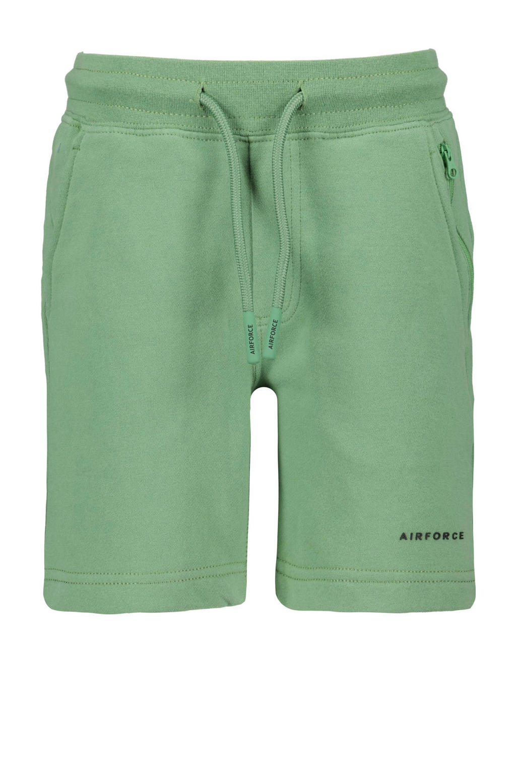 Groene jongens Airforce regular fit sweatshort van katoen met elastische tailleband met koord en effen