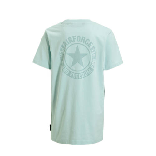 Airforce T-shirt grijsblauw Jongens Biologisch katoen Ronde hals Effen 116